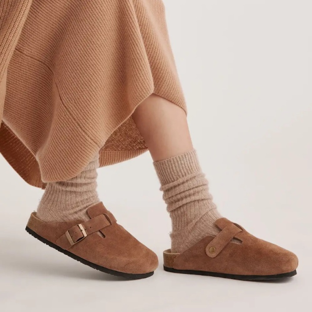 Quince Water Repellent Suede Clog Mule
